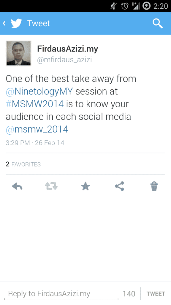 Tweet Untuk Contest Ninetology di MSMW 2014