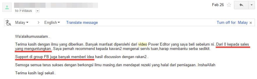 Testimoni Video Power Editor Email 5