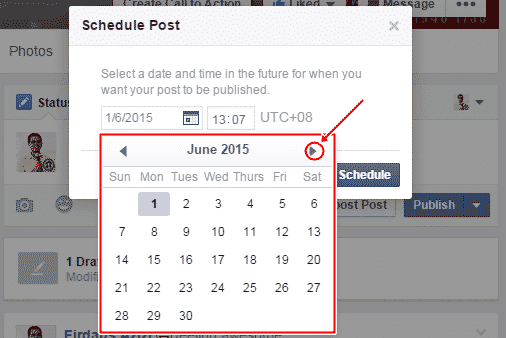 Pilih tarikh yang anda mahu. Kalau nak jadualkan supaya keluar bulan hadapan, klik sahaja butang ke kanan seperti dalam gambar