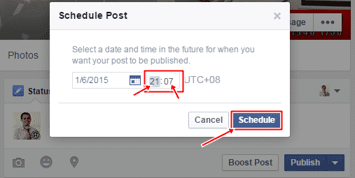 cara schedule post di Facebook tukar masa