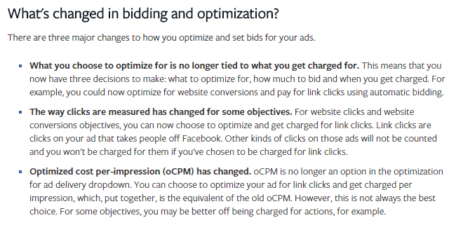Perubahan Pada Bidding & Optimization untuk Facebook Ads November 2015