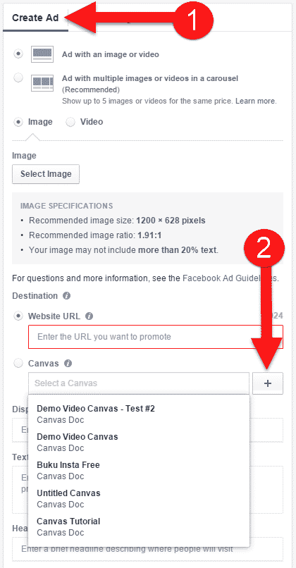 Setting FB Ads Untuk Canvas dalam Power Editor