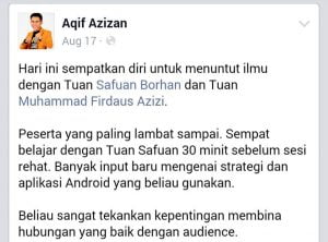Testimoni Kelas Facebook Marketing Firdaus Azizi & Safuan Borhan