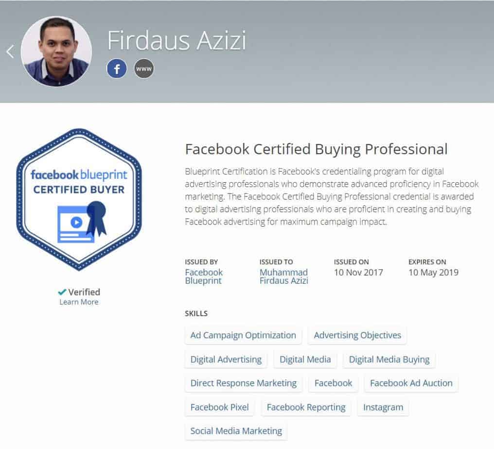 Facebook Certified Buyer Professional Malaysia - Firdaus Azizi