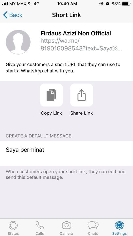 Cara Buat Link ke WhatsApp Guna WA Business App
