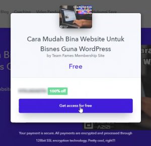 Klik butang "Get access for free"